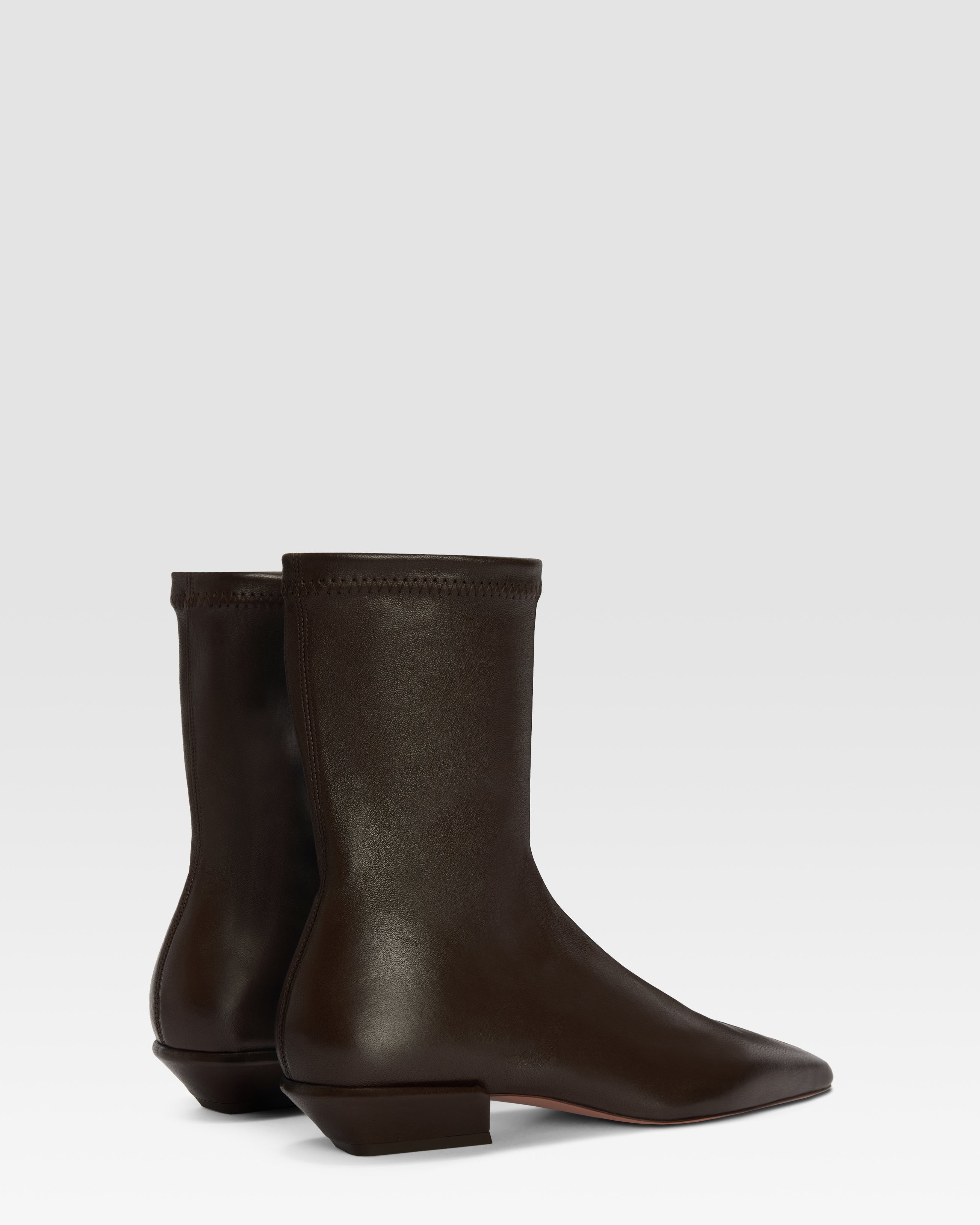 Bottines en cuir stretch couleur ebene