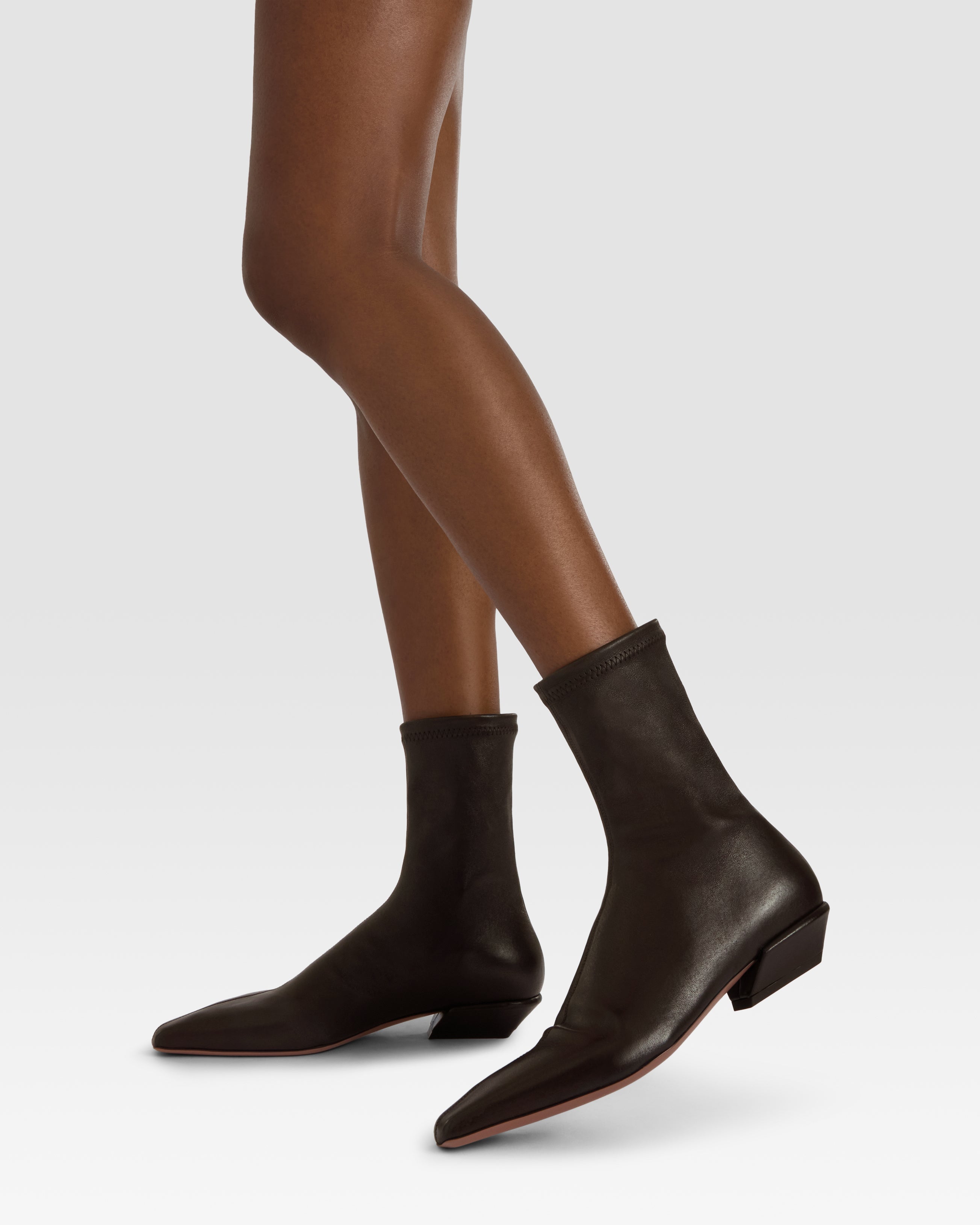Bottines en cuir stretch couleur ebene