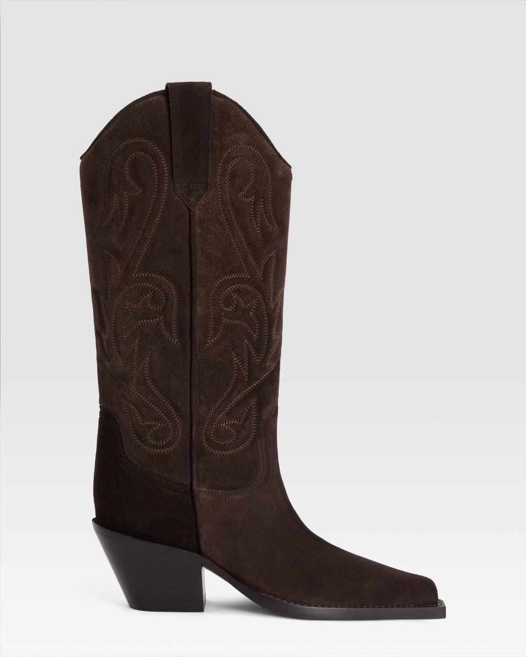Texan boots in ebony calf suede leather