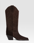 Texan boots in ebony calf suede leather