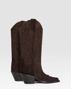 Texan boots in ebony calf suede leather