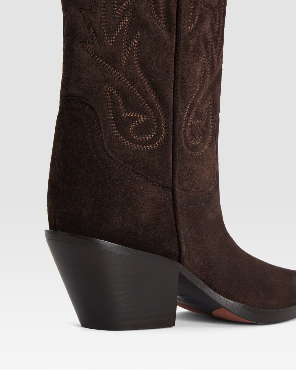 Texan boots in ebony calf suede leather