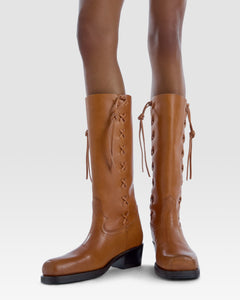 Bottes en cuir de veau brun