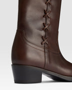 Bottes en cuir de veau couleur chocolat