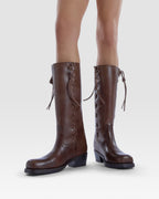 Bottes en cuir de veau couleur chocolat