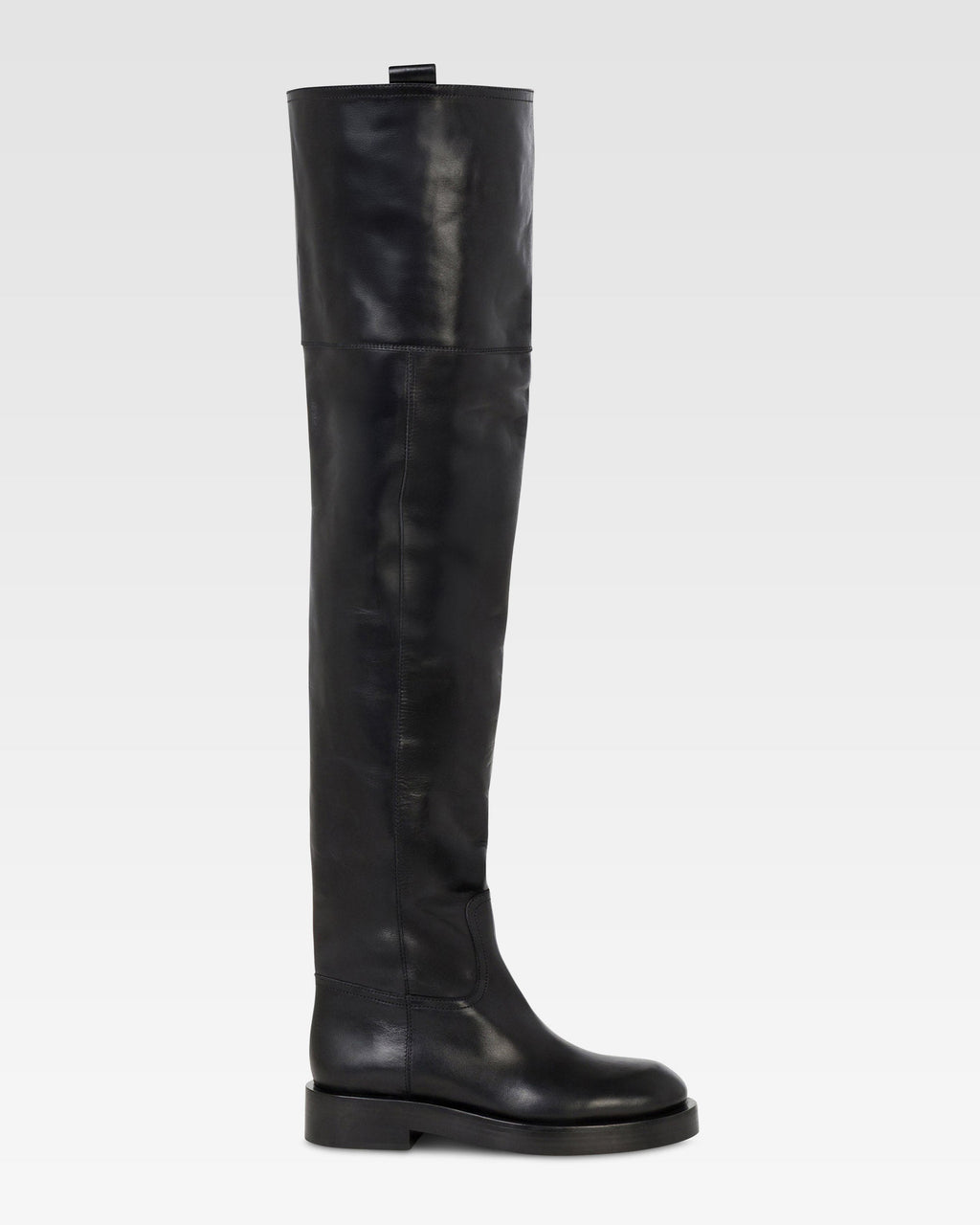 Over-the-knee boots in black calf leather.