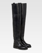 Over-the-knee boots in black calf leather.