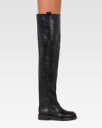 Over-the-knee boots in black calf leather.