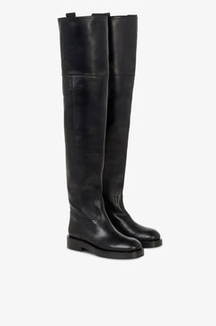 Over-the-knee boots in black calf leather.