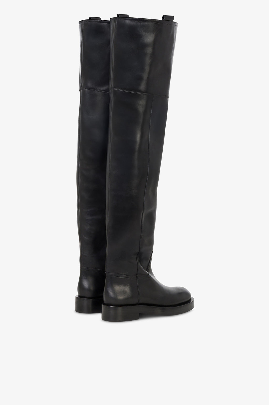 Over-the-knee boots in black calf leather.