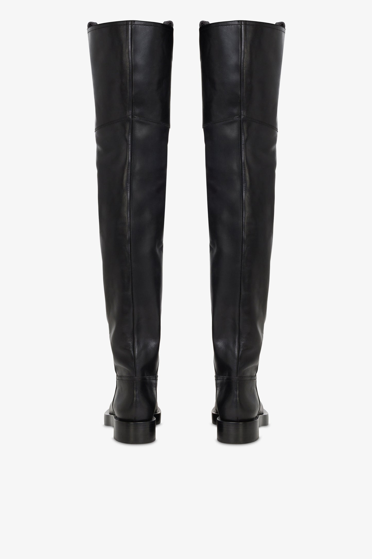 Over-the-knee boots in black calf leather.