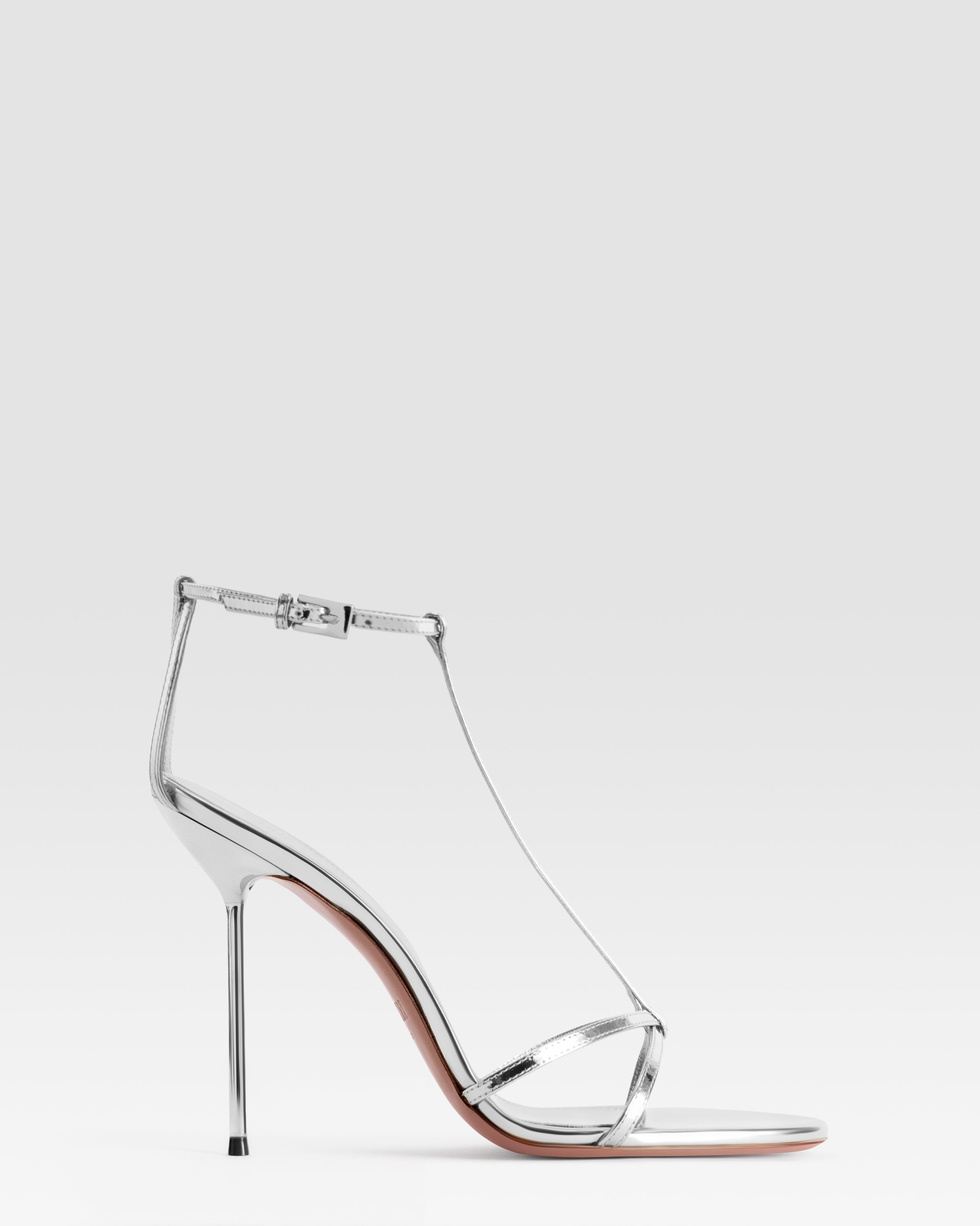 SANDALO T-STRAP IN PELLE SPECCHIATA