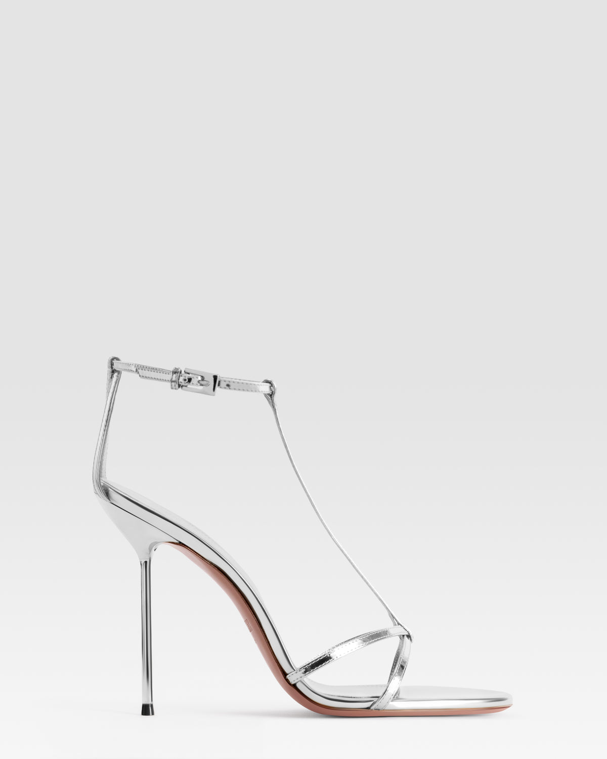 SANDALO T-STRAP IN PELLE SPECCHIATA