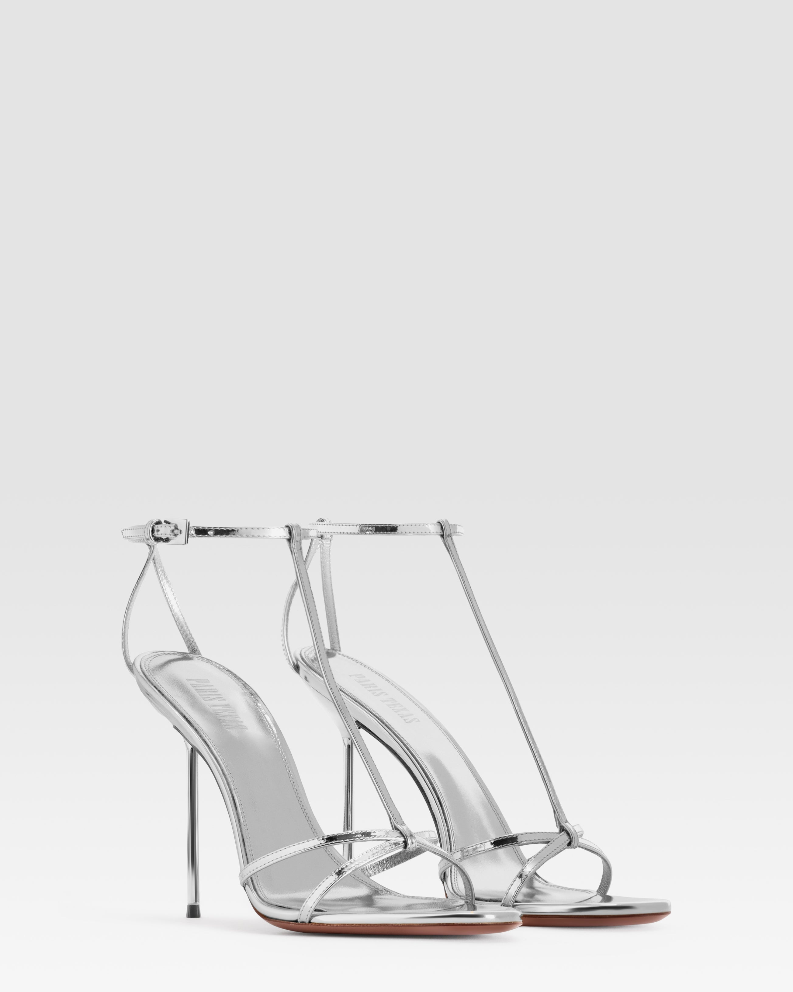 SANDALO T-STRAP IN PELLE SPECCHIATA
