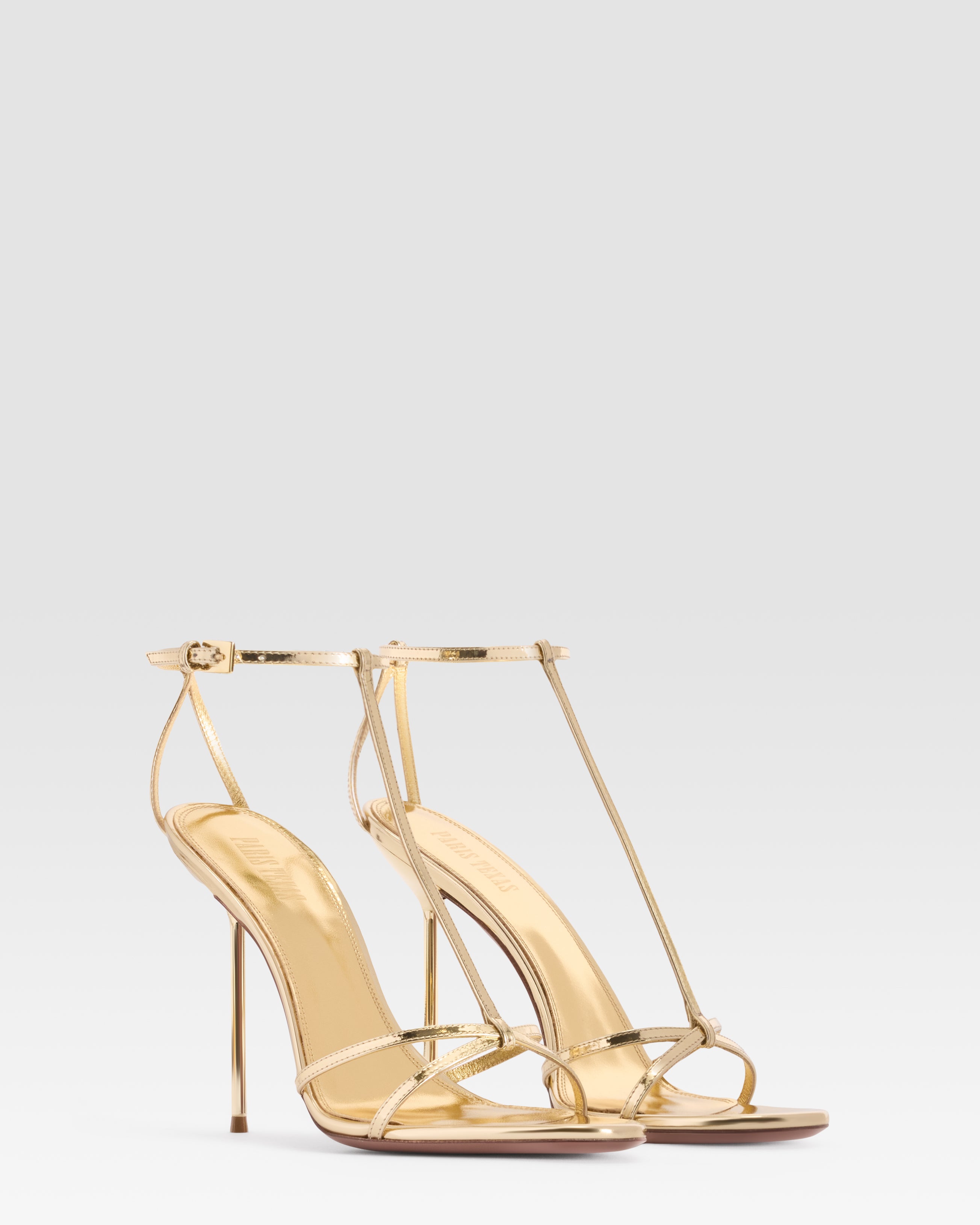 SANDALE BRIDES EN T EN CUIR MIROIR