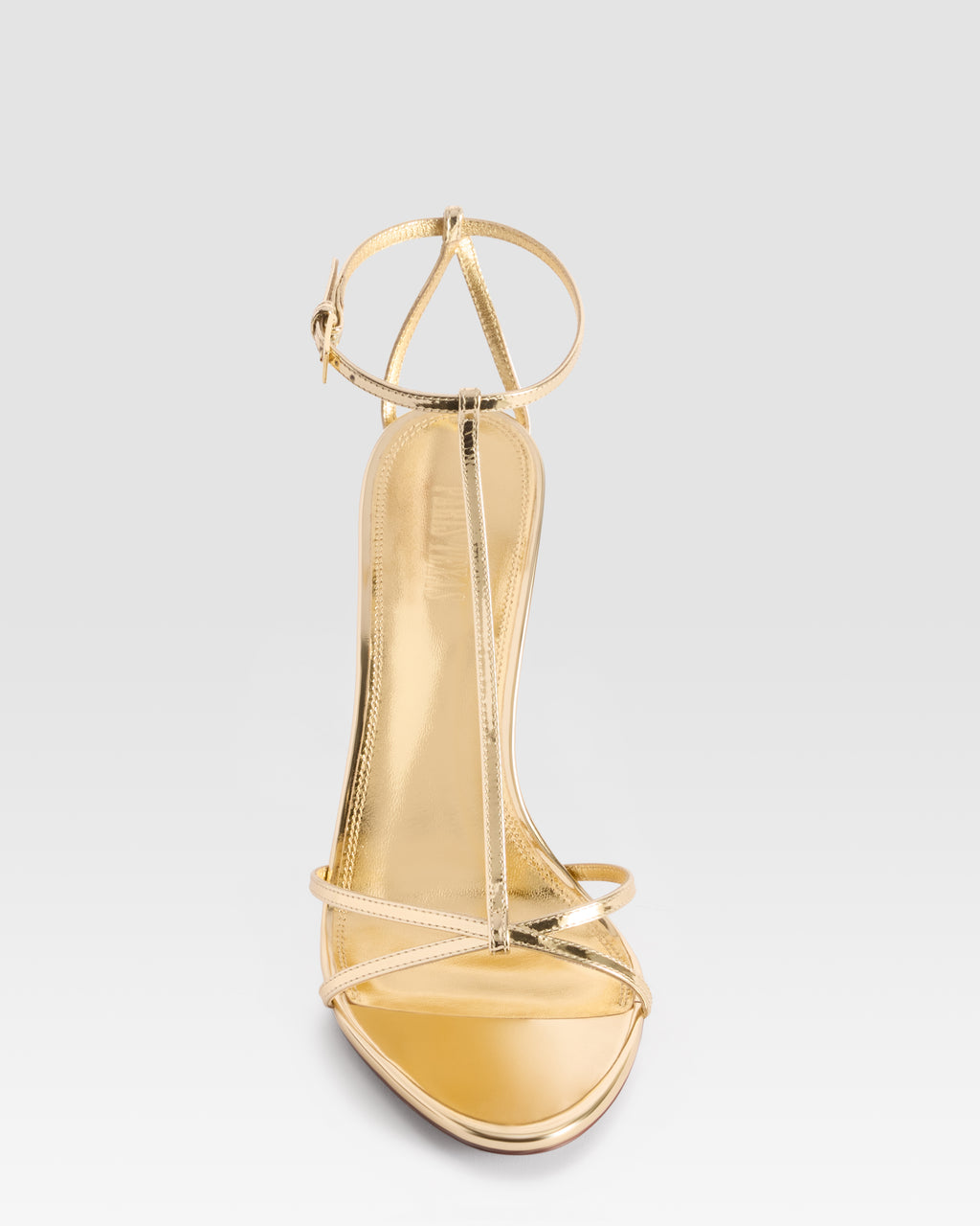 SANDALE BRIDES EN T EN CUIR MIROIR