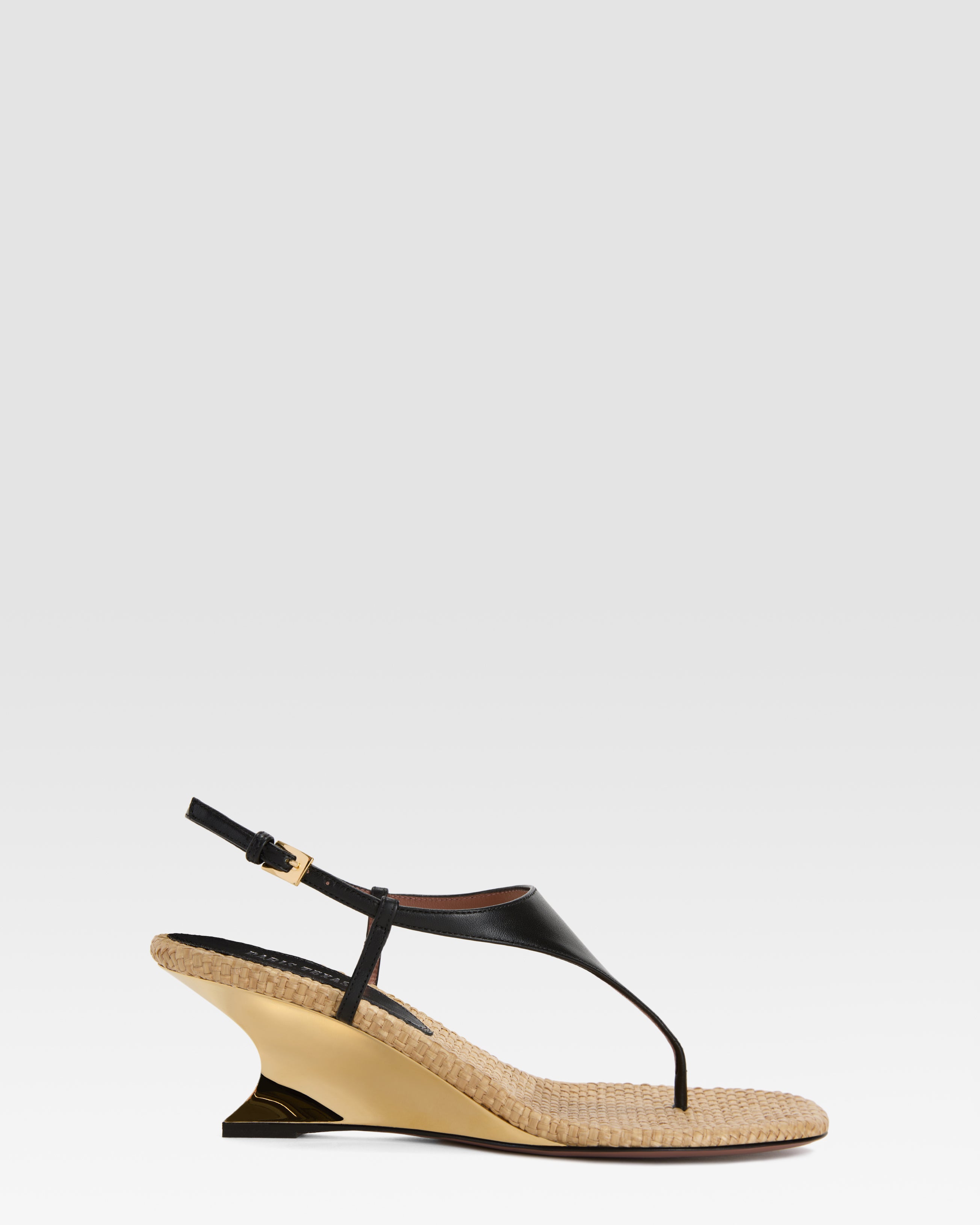 SANDALE AUS NAPPA UND RAFFIA