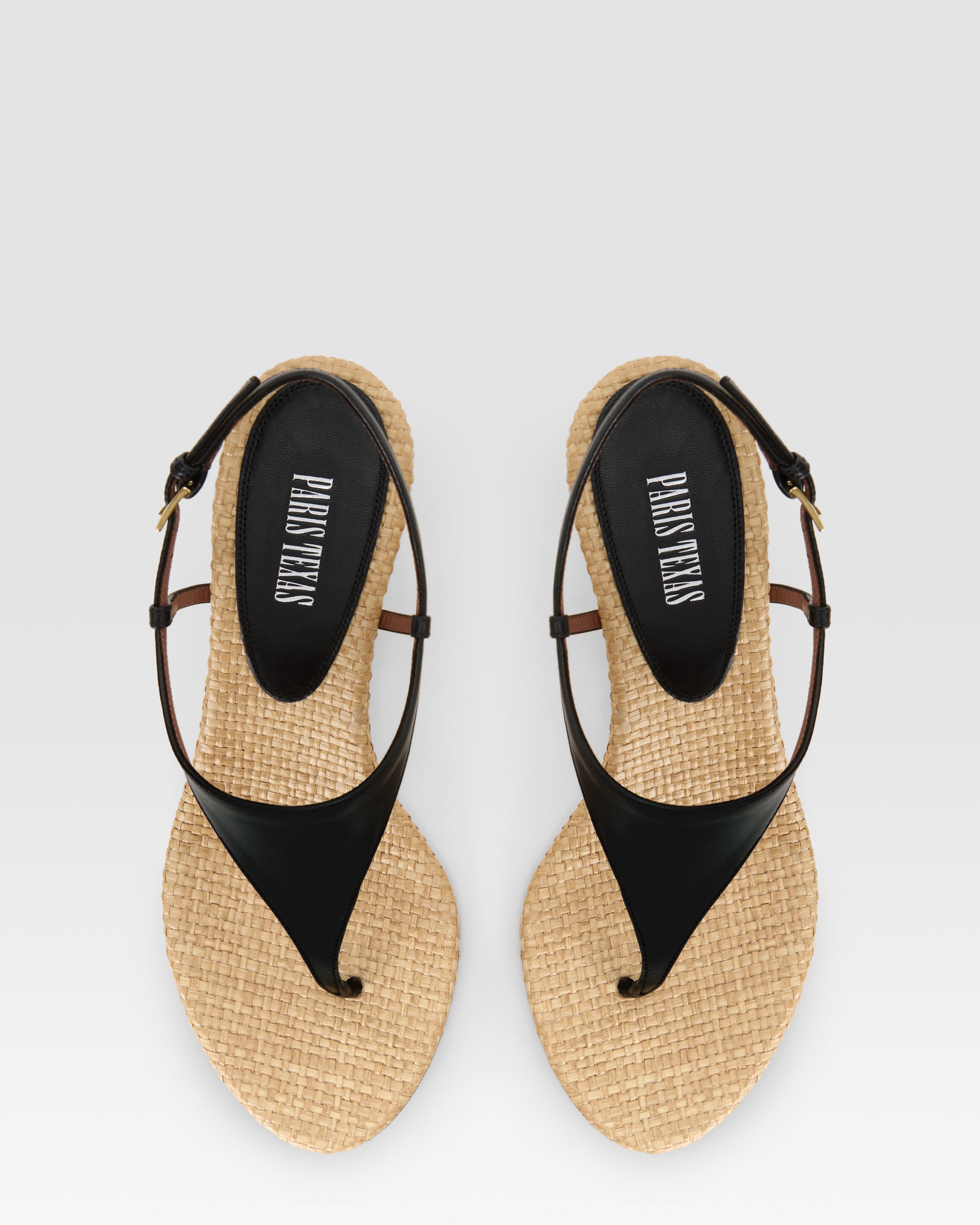 SANDALE AUS NAPPA UND RAFFIA