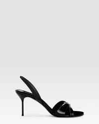 PATENT LEATHER SANDAL — BLACK