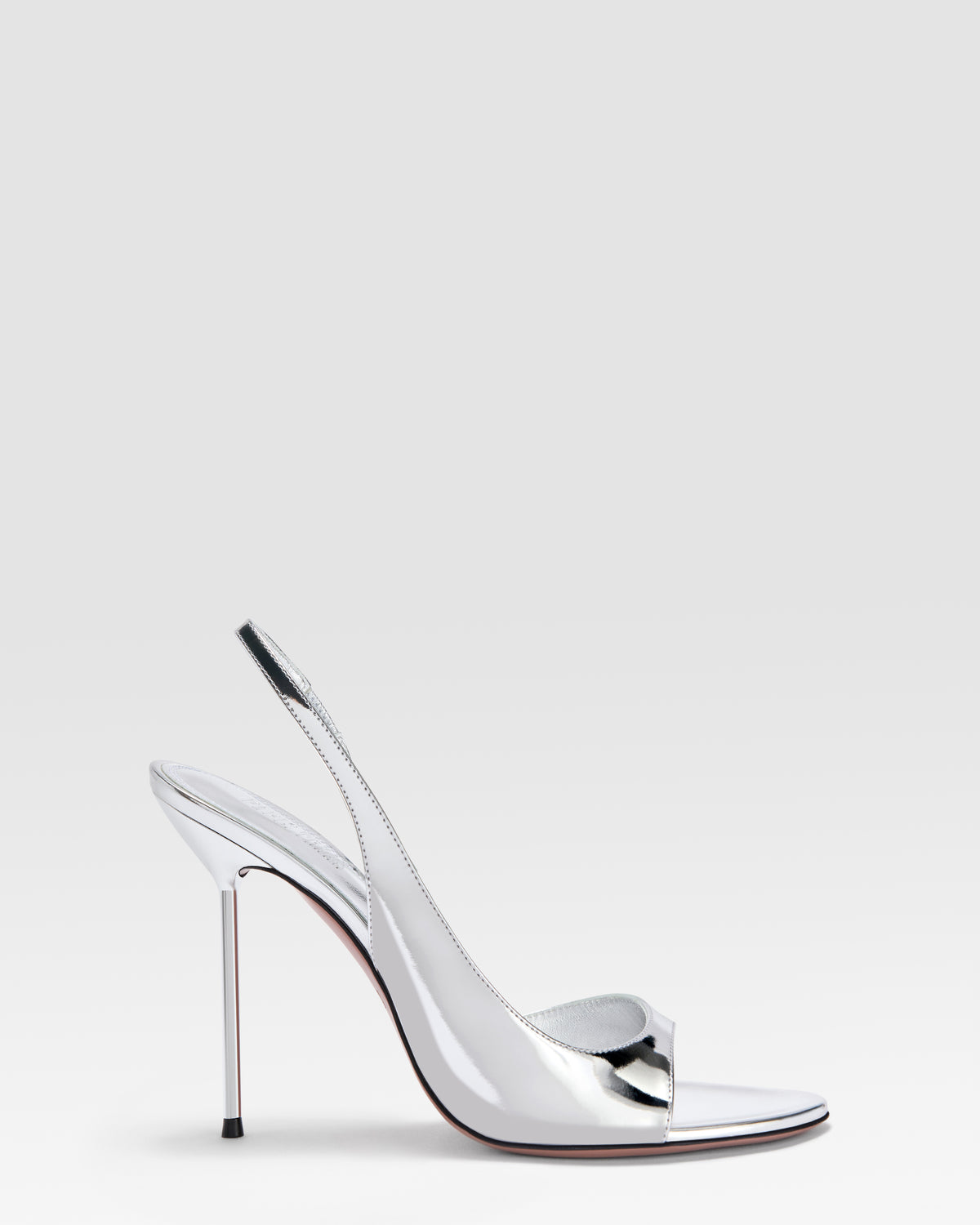 METALLIC LEATHER SANDAL WITH MIRROR EFFECT