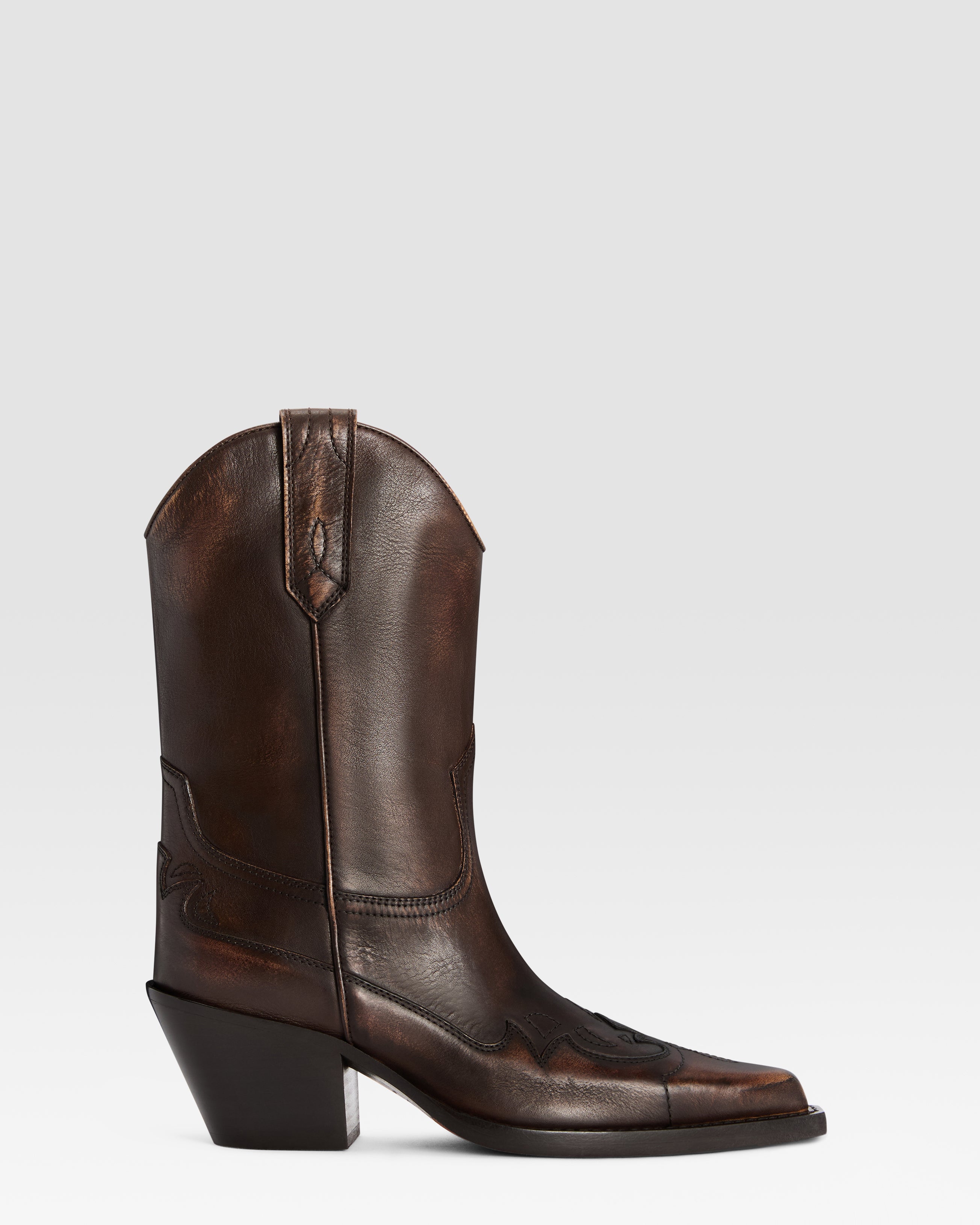 WESTERNSTIEFEL AUS LEDER MIT VINTAGE-EFFEKT