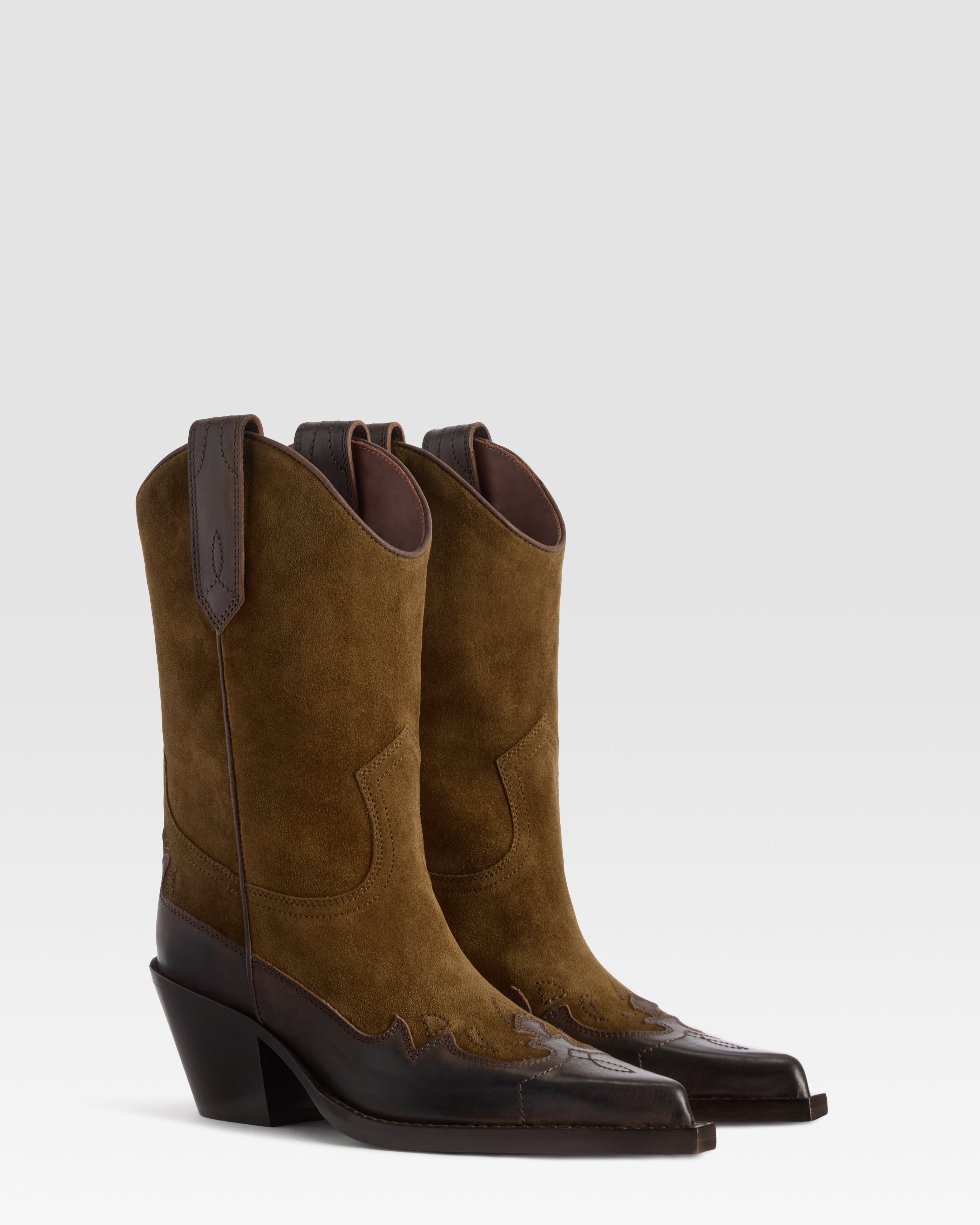 STIVALE TEXANO IN PELLE SCAMOSCIATA