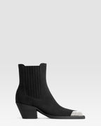 VELOURSLEDER WESTERN ANKLE BOOT MIT METALLKAPPE