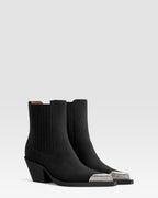 VELOURSLEDER WESTERN ANKLE BOOT MIT METALLKAPPE