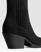 VELOURSLEDER WESTERN ANKLE BOOT MIT METALLKAPPE