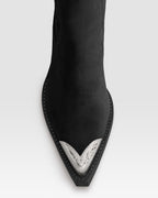VELOURSLEDER WESTERN ANKLE BOOT MIT METALLKAPPE