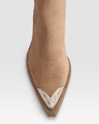VELOURSLEDER WESTERN ANKLE BOOT MIT METALLKAPPE