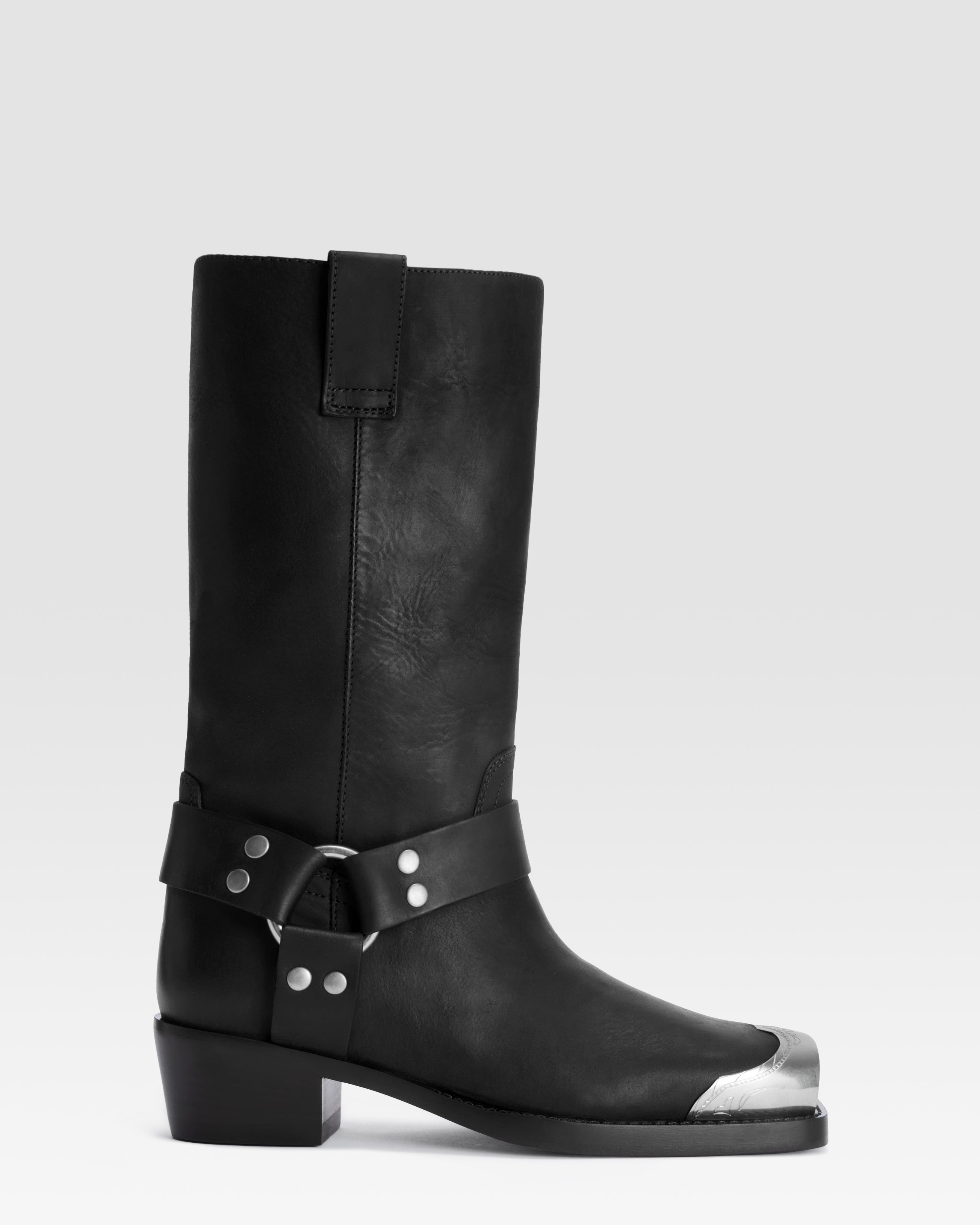 LEATHER BOOT WITH METAL TOE CAP