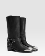 LEATHER BOOT WITH METAL TOE CAP