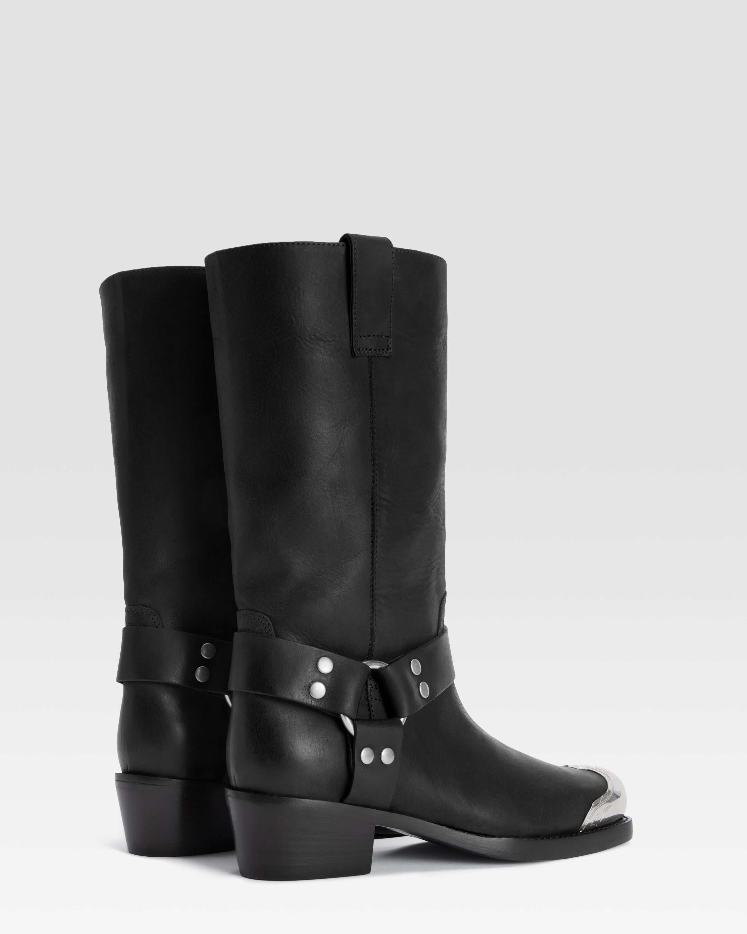 LEATHER BOOT WITH METAL TOE CAP