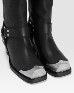 LEDER STIEFEL MIT METALLKAPPE
