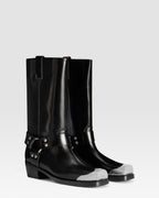 GEBURSTETER LEDERSTIEFEL MIT METALLKAPPE
