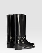 GEBURSTETER LEDERSTIEFEL MIT METALLKAPPE