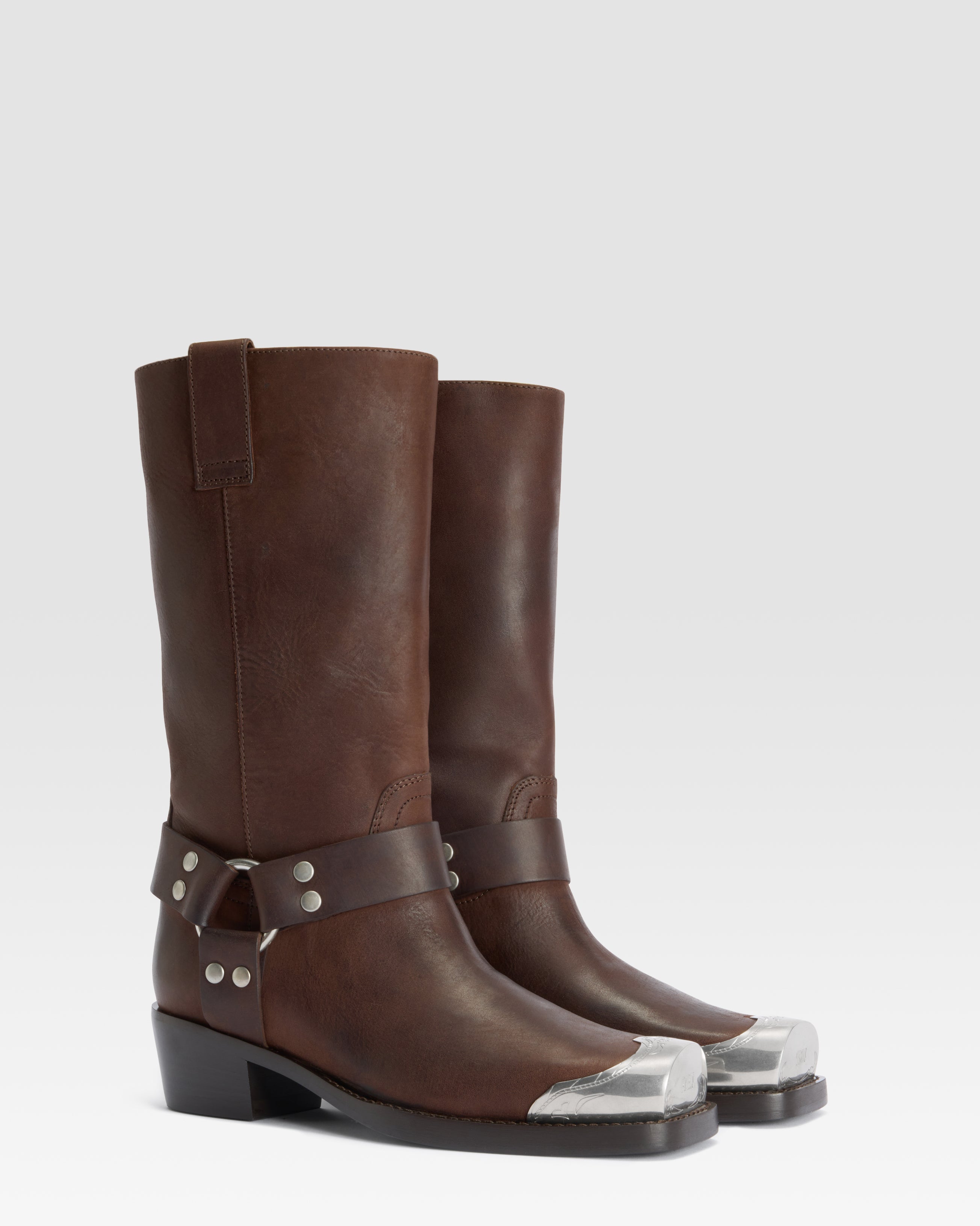 LEATHER BOOT WITH METAL TOE CAP