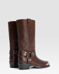 LEATHER BOOT WITH METAL TOE CAP