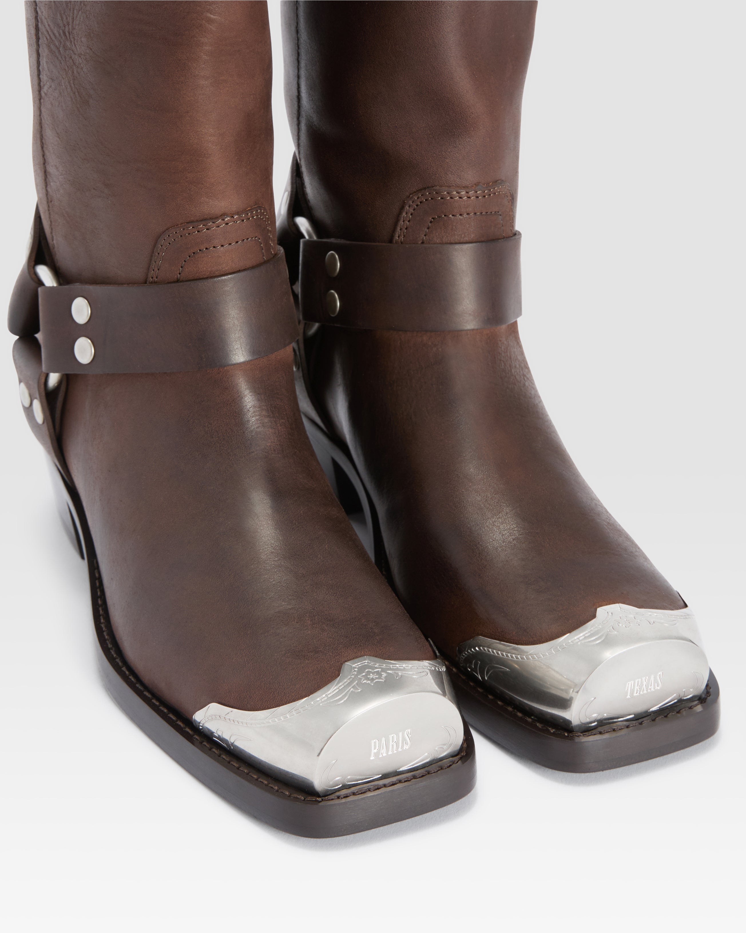 LEATHER BOOT WITH METAL TOE CAP
