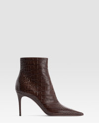 KROKO-PRINT ANKLE BOOT — CIOCCOLATO