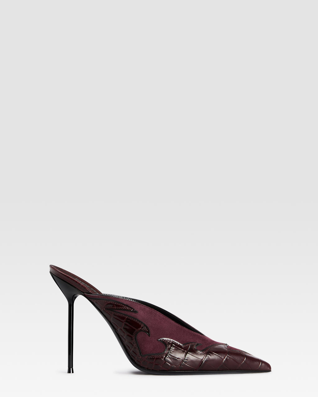 VELOURSLEDER SABOT MIT CUT-OUT-STICKEREI UND HERZ-INLAYS