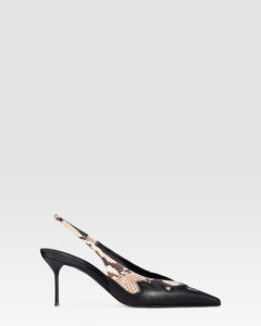 SLINGBACK IN NAPPA CON RICAMO CUT-OUT E INTARSI A CUORE