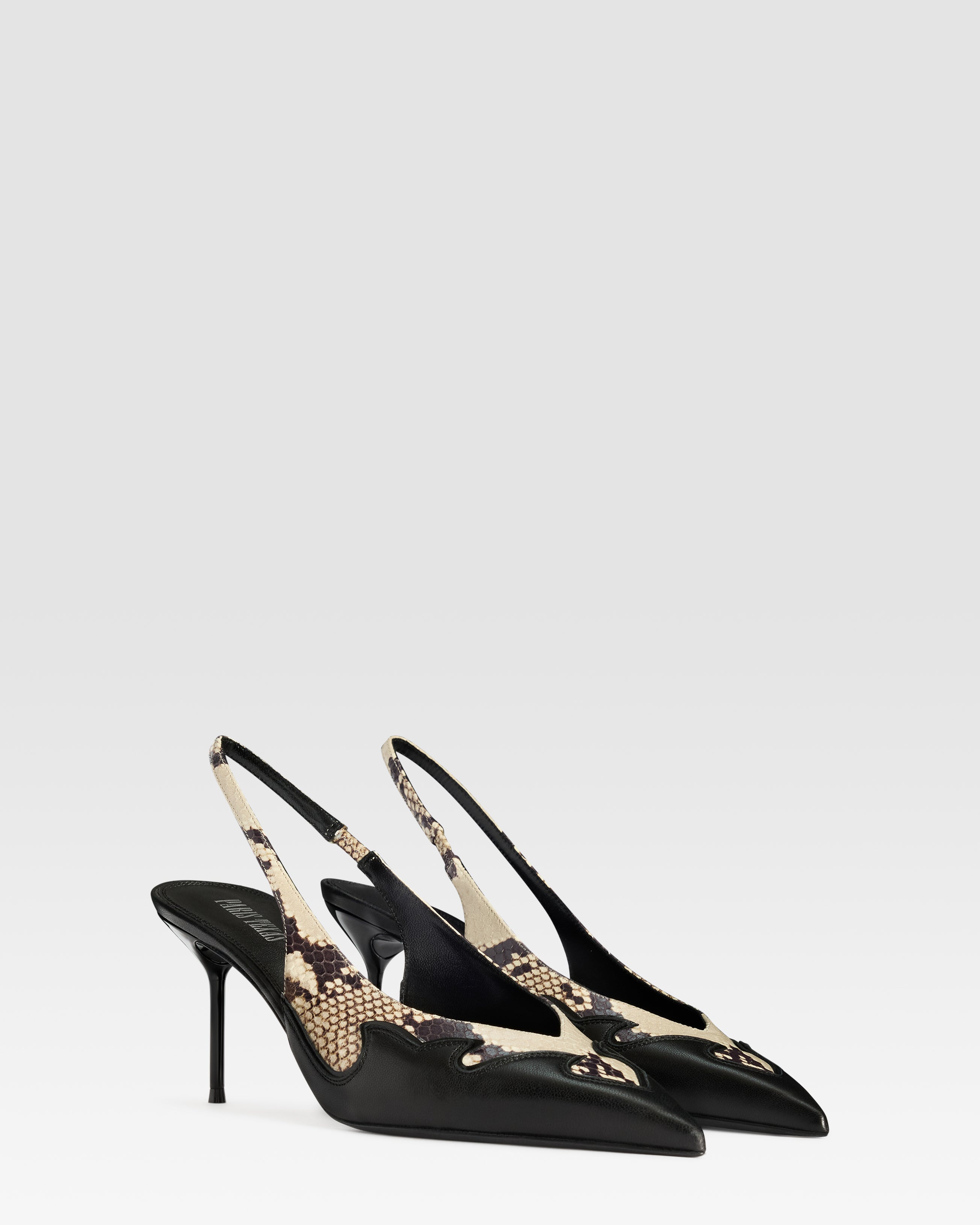 SLINGBACK IN NAPPA CON RICAMO CUT-OUT E INTARSI A CUORE