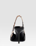SLINGBACK IN NAPPA CON RICAMO CUT-OUT E INTARSI A CUORE