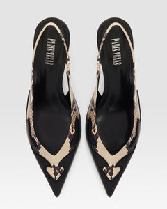 SLINGBACK IN NAPPA CON RICAMO CUT-OUT E INTARSI A CUORE