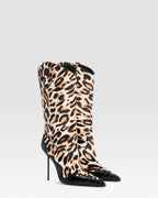 LEOPARD-PRINT HAIRCALF BOOT WITH CUT-OUT EMBROIDERY AND HEART INLAYS