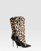 LEOPARD-PRINT HAIRCALF BOOT WITH CUT-OUT EMBROIDERY AND HEART INLAYS