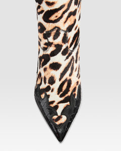 LEOPARD-PRINT HAIRCALF BOOT WITH CUT-OUT EMBROIDERY AND HEART INLAYS