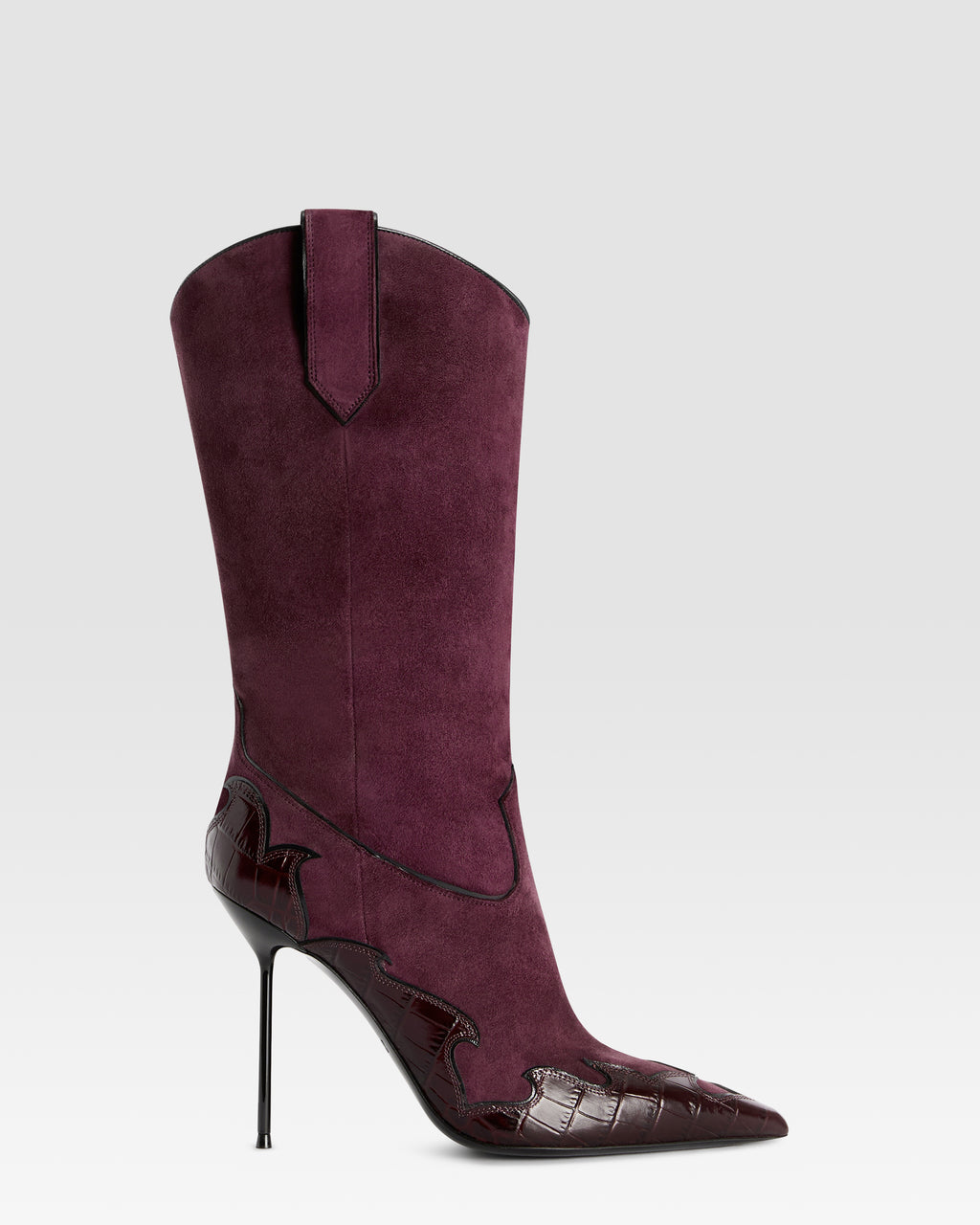 VELOURSLEDERSTIEFEL MIT CUT-OUT-STICKEREI UND HERZ-INLAYS